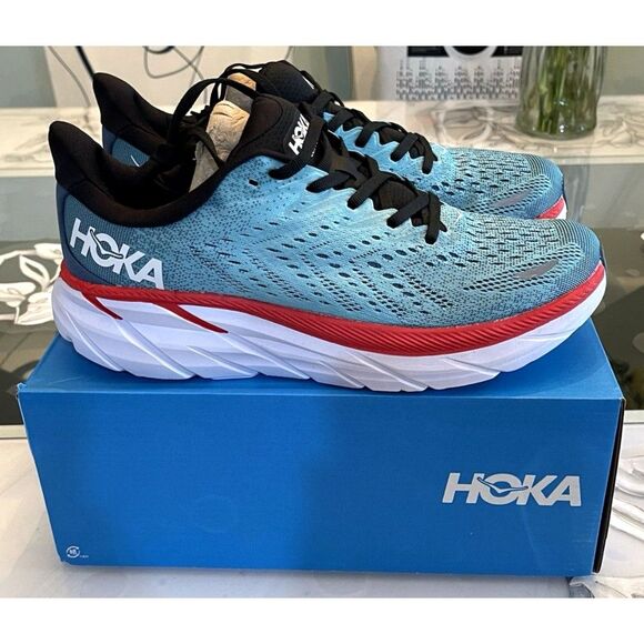 Hoka One One Clifton 8 Men’s 7 D Blue White Running Sneakers Athletic Shoes - Picture 5 of 7